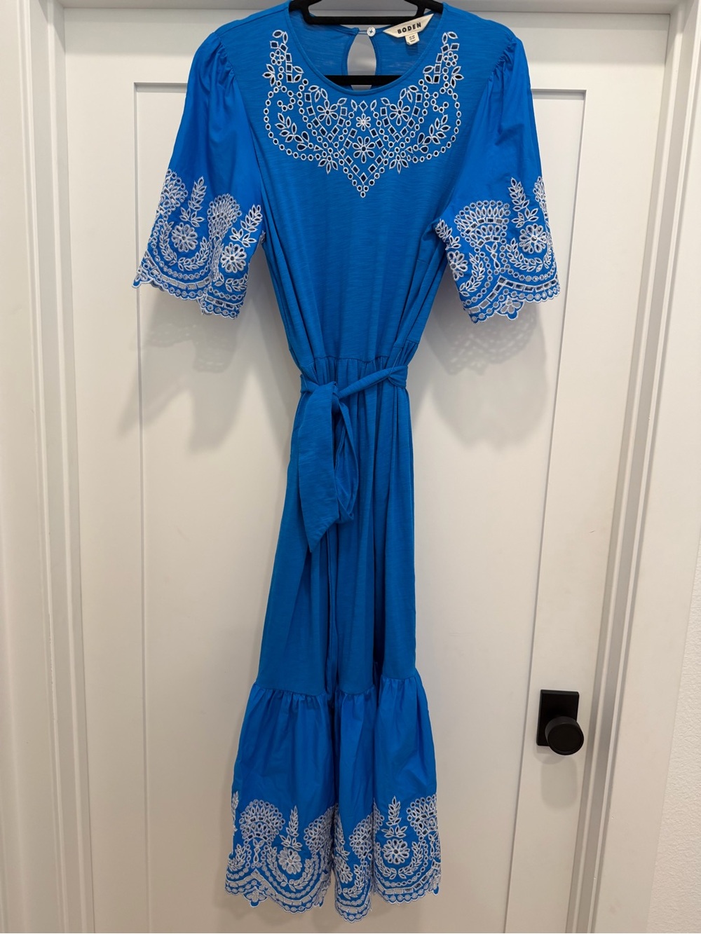 Boden Royal Blue Embroidered Tiered Maxi Dress - Picture 4 of 6